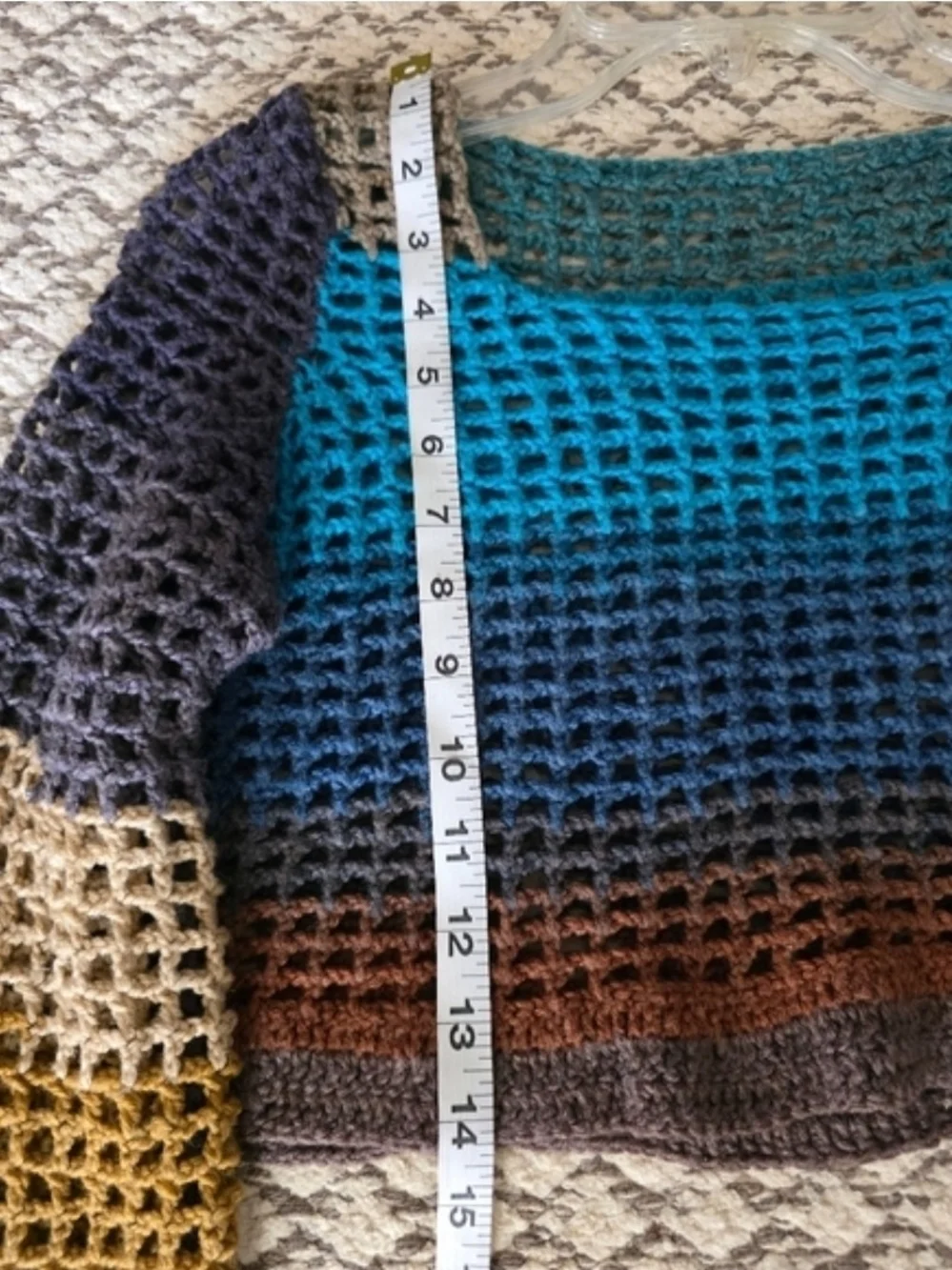 Handmade Multi-Color Crochet Open-Weave Cropped Top